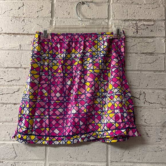 Vintage Y2K Vassarette Geometric Print Mini Skirt – Pink, Yellow, & Blue Retro - Picture 4 of 9